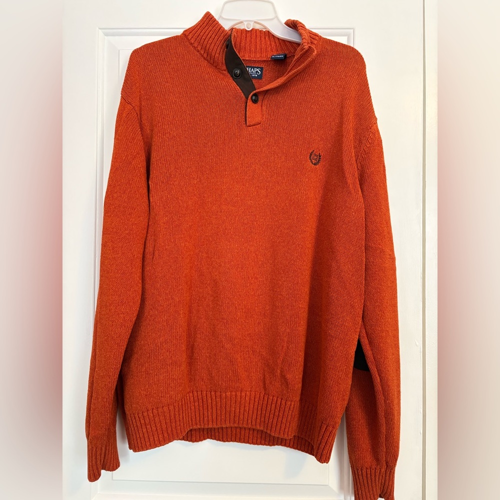 Chaps Men's Sweater in Vibrant Orange